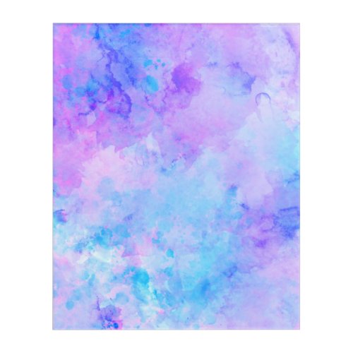 Purple and Turquoise Watercolor Splashes Acrylic Print