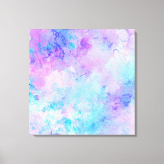 Purple and Turquoise Watercolor Splashes Canvas Print (Front)