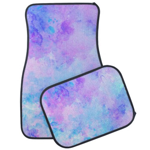 Purple and Turquoise Watercolor Splashes Car Floor Mat