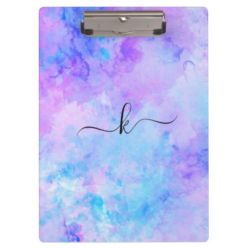 Purple and Turquoise Watercolor Splashes Clipboard