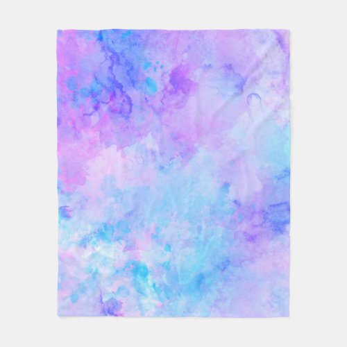 Purple and Turquoise Watercolor Splashes Fleece Blanket