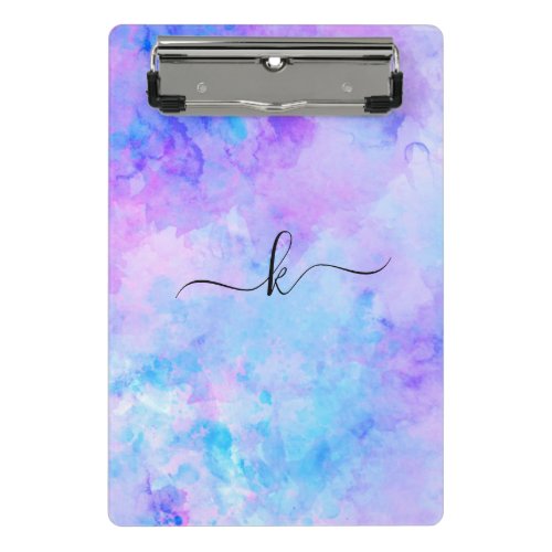Purple and Turquoise Watercolor Splashes Mini Clipboard