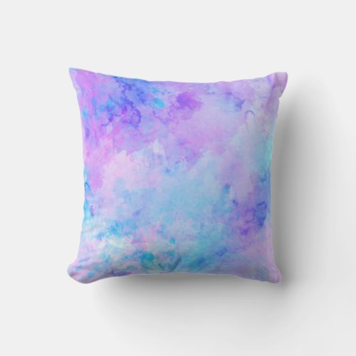 Purple and Turquoise Watercolor Splashes Throw Pillow