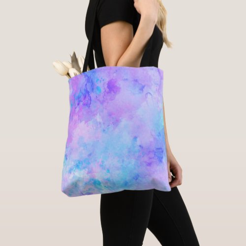 Purple and Turquoise Watercolor Splashes Tote Bag