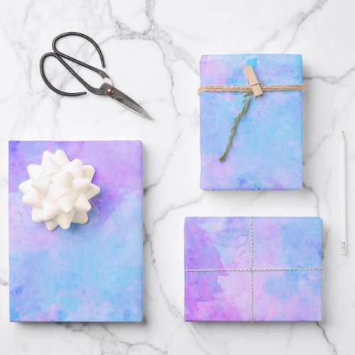 Purple and Turquoise Watercolor Splashes Wrapping Paper Sheets