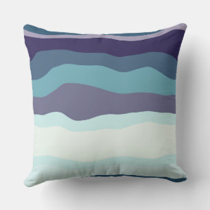 Purple and Turquoise Wavy Stripes Throw Pillow