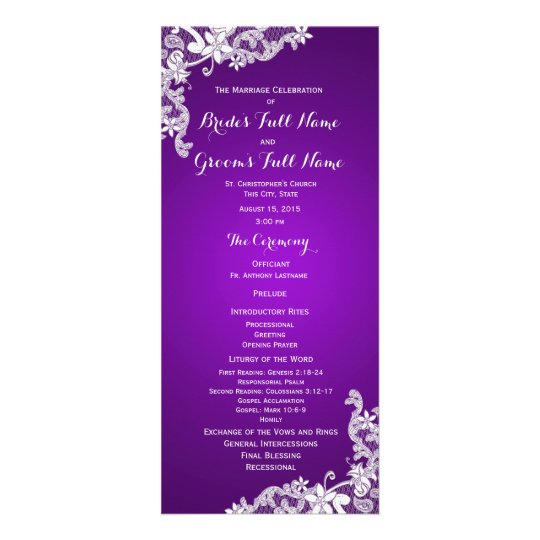 Purple and Vintage Floral Lace Wedding Program | Zazzle.com