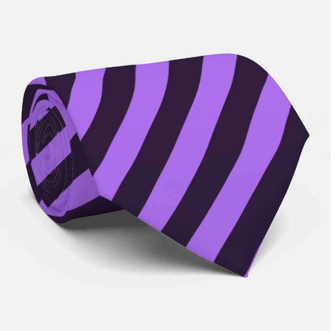 Purple and Violet Diagonal Striped Neck Tie (Rolled)