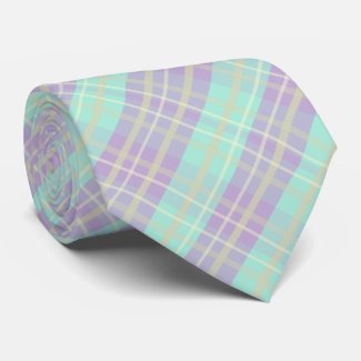 Purple And Violet Pastel Plaid Tartan Pattern Neck Tie