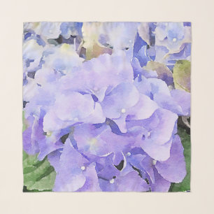 Purple and Violet Watercolor Hydrangea Scarf