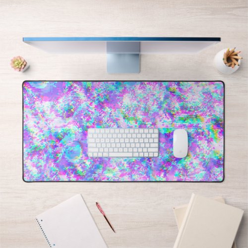 Purple and wavy glitch  desk mat