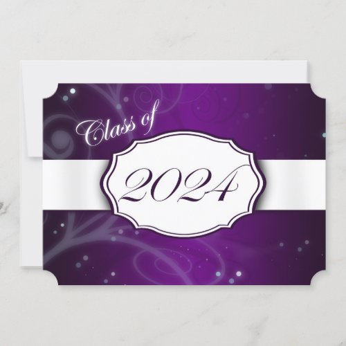 Purple and White 2024 Graduation Invitations