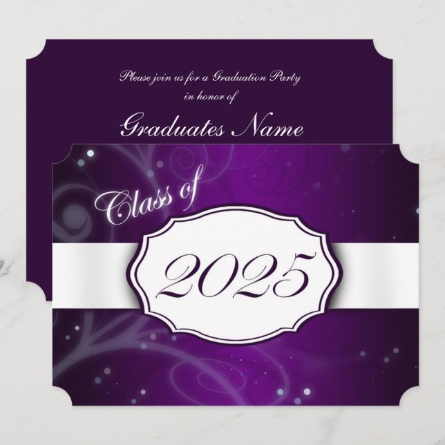 Purple and White 2025 Graduation Party Invitation (Front/Back)