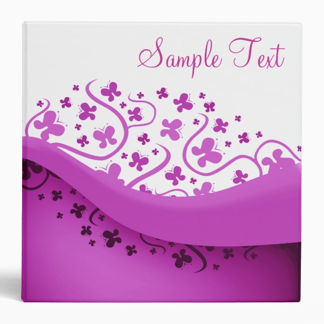Purple and White Abstract Butterflies Binder (Front)
