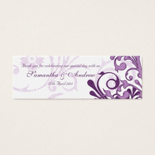 Purple and White Abstract Floral Favour Tags Business Card Templates