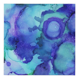 Purple and white abstract painting faux canvas print