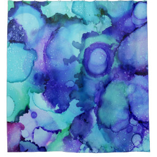 Purple and white abstract painting shower curtain