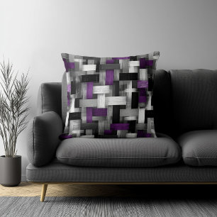 Purple and White Abstract Pattern Throw Pillow