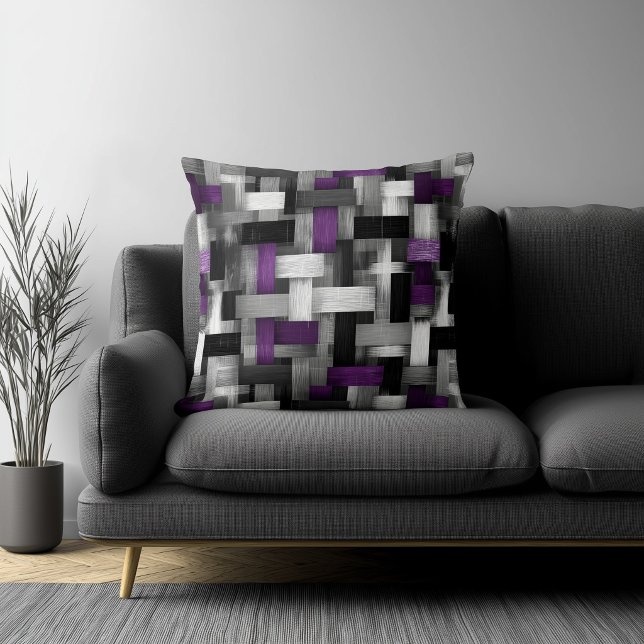 Purple and White Abstract Pattern Throw Pillow (Creator Uploaded)