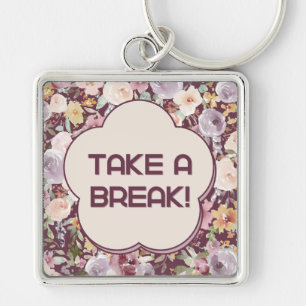 Purple and White Aesthetic Flower Keychain