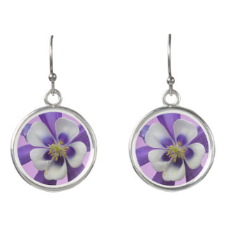 Purple and White Aquilegia Earrings
