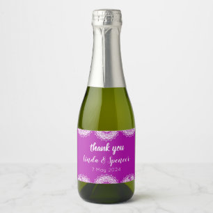 Purple and white art deco wedding sparkling wine label