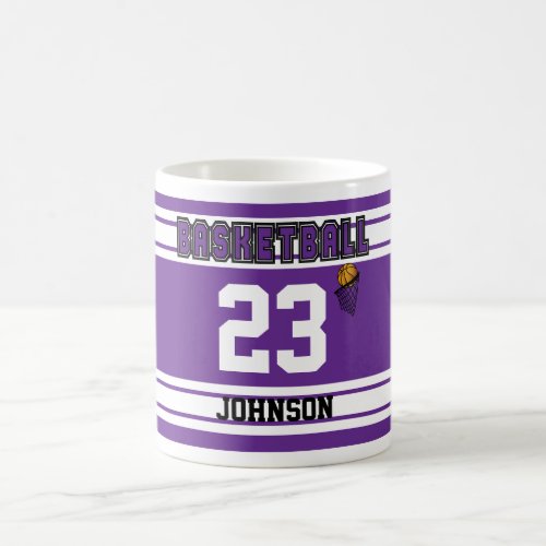 Purple and White Basketball Coffee Mug