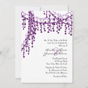 Purple and white Beaded Wedding Invitation