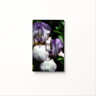 Purple And White Bearded Iris Flower Pair Art Light Switch Cover