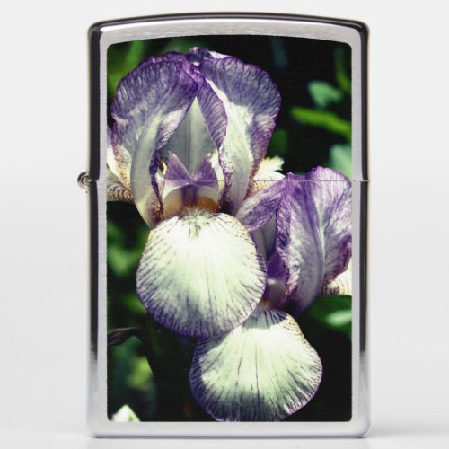 Purple And White Bearded Iris Flower Pair   Zippo Lighter