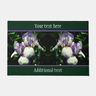 Purple And White Bearded Iris Flowers Personalized Doormat