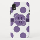 Purple and White Big Polka Dots Monogram