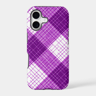 Purple and White Bold Checkered Plaid Design iPhone 17 Case