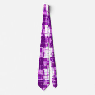 Purple and White Bold Checkered Plaid Design Neck Tie