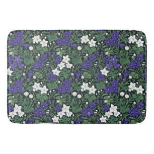 Purple and White Botanical Floral Bath Mat