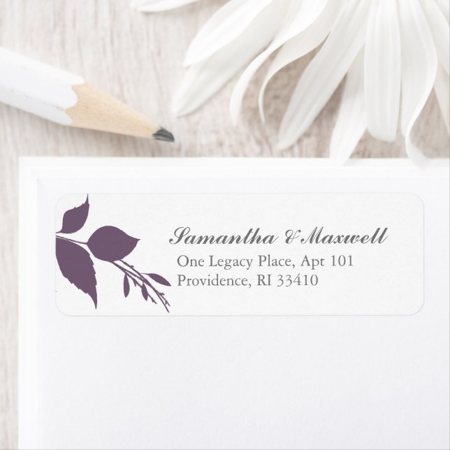 Purple and White Botanical Greenery Return Address Label (Insitu)