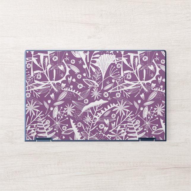 Purple and White Botanical Nature Silhouette HP Laptop Skin (Front)
