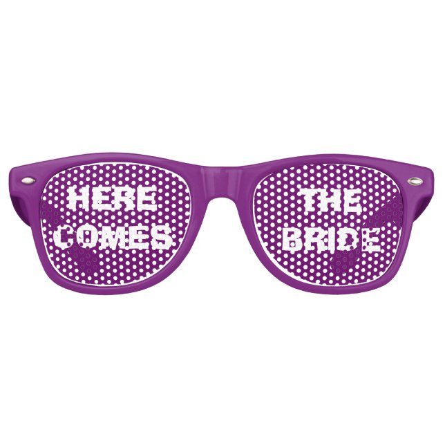 Purple and White Bride's Party Eye Glasses (Front)