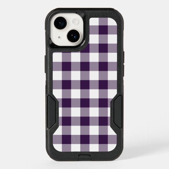 Purple and White Buffalo Plaid Otterbox iPhone Case (Back)