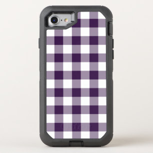 Purple and White Buffalo Plaid OtterBox Defender iPhone SE/8/7 Case