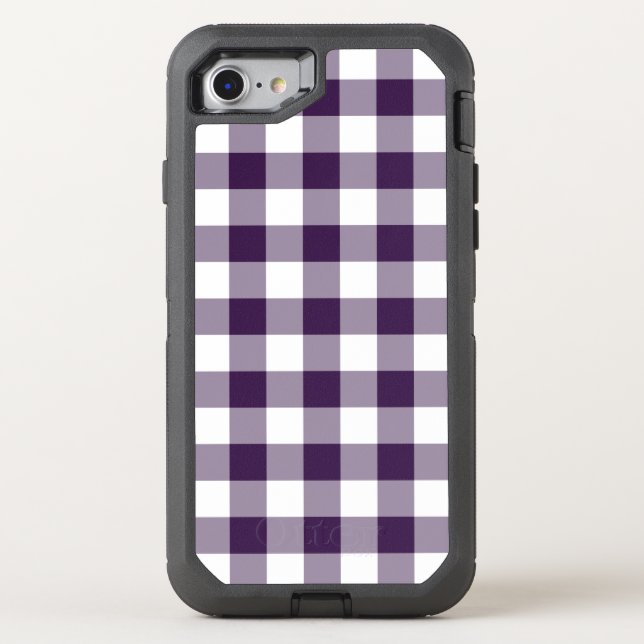 Purple and White Buffalo Plaid Otterbox iPhone Case (Back)