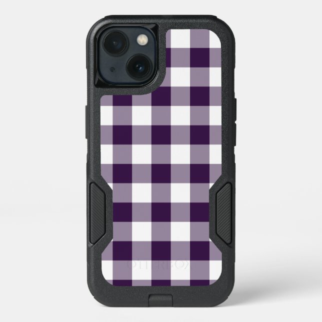 Purple and White Buffalo Plaid Otterbox iPhone Case (Back)