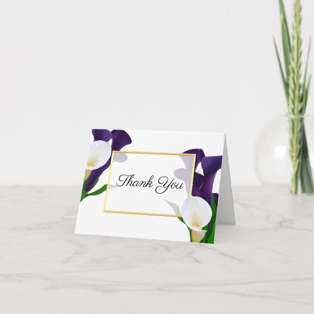 Purple and White Calla Lily Thank You Card (Front)