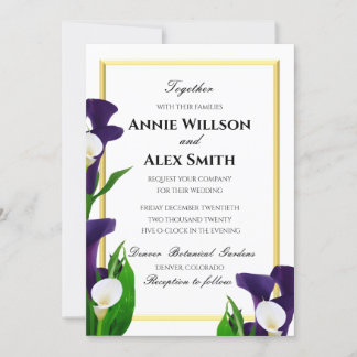 Purple and White Calla Lily Wedding Invitation