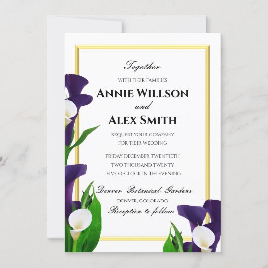 Purple and White Calla Lily Wedding Invitation | Zazzle.com