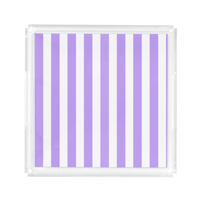 Purple and white candy stripes acrylic tray (Front)