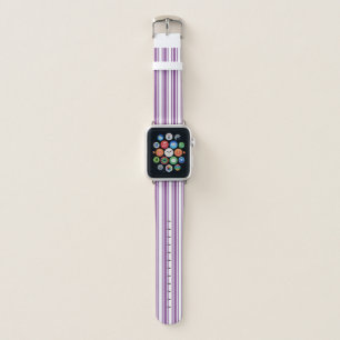 Purple and white candy stripes apple watch band