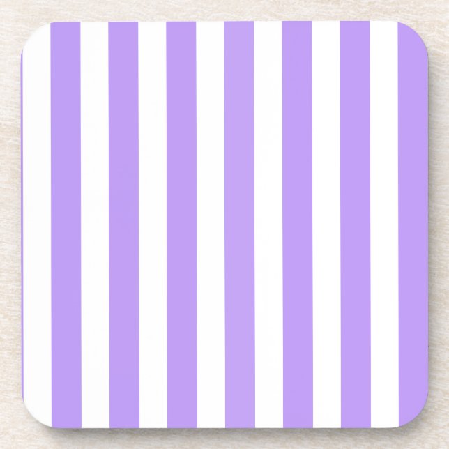 Purple and white candy stripes beverage coaster (Front)