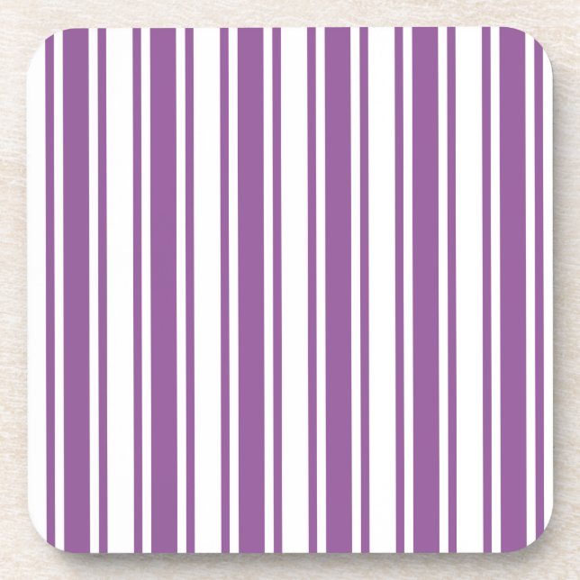Purple and white candy stripes beverage coaster (Front)