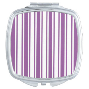 Purple and white candy stripes compact mirror